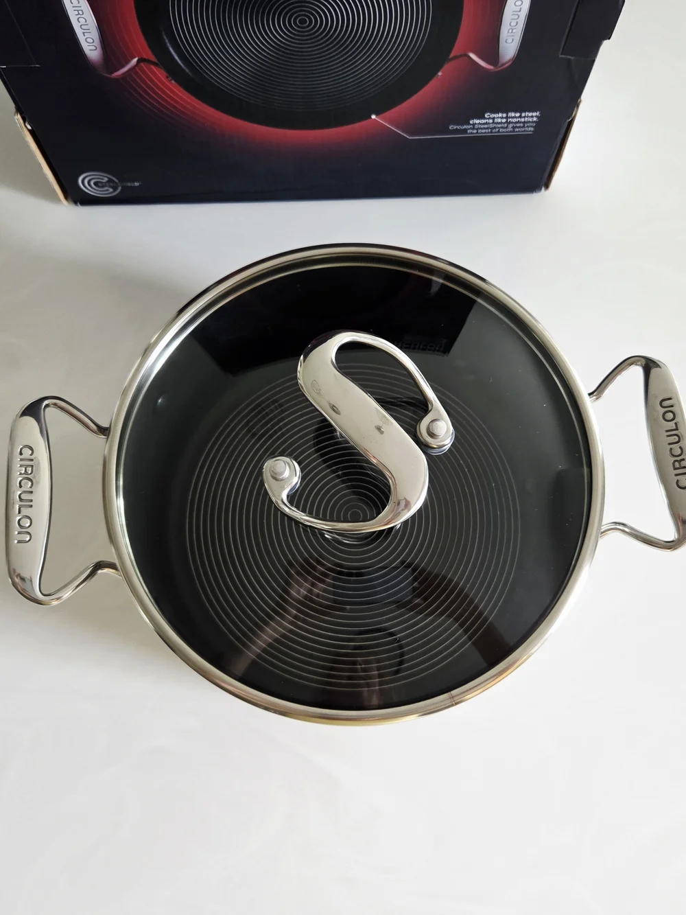 Circulon Stainless Steel Covered Sauce Pan - Glass Lid NIB